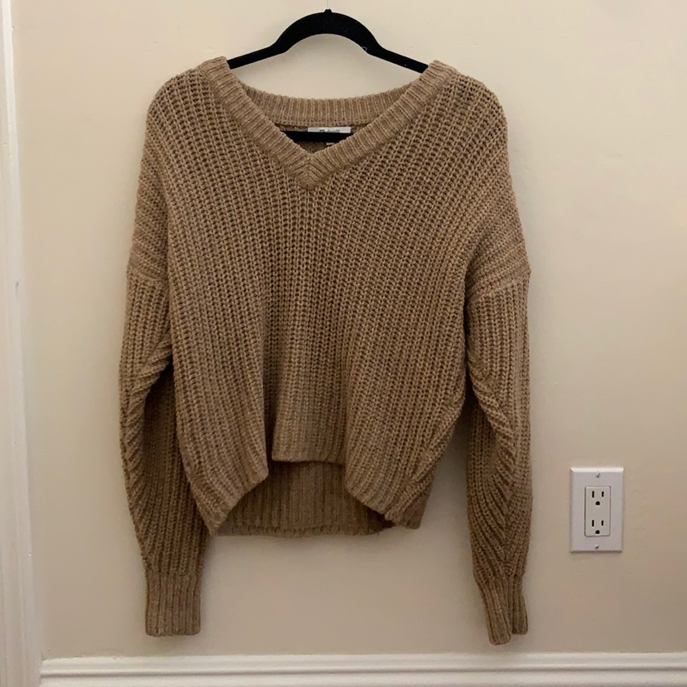 Madewell tan knit bubble sweater, Size XS